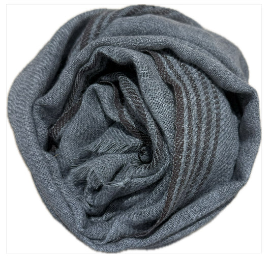 CASHMERE SCARF - SOLACE - GREY STRIPE