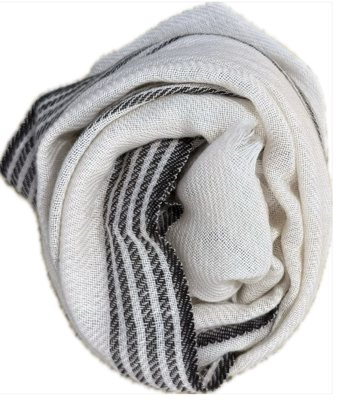 SOLACE - CASHMERE SCARF - CREME STRIPE